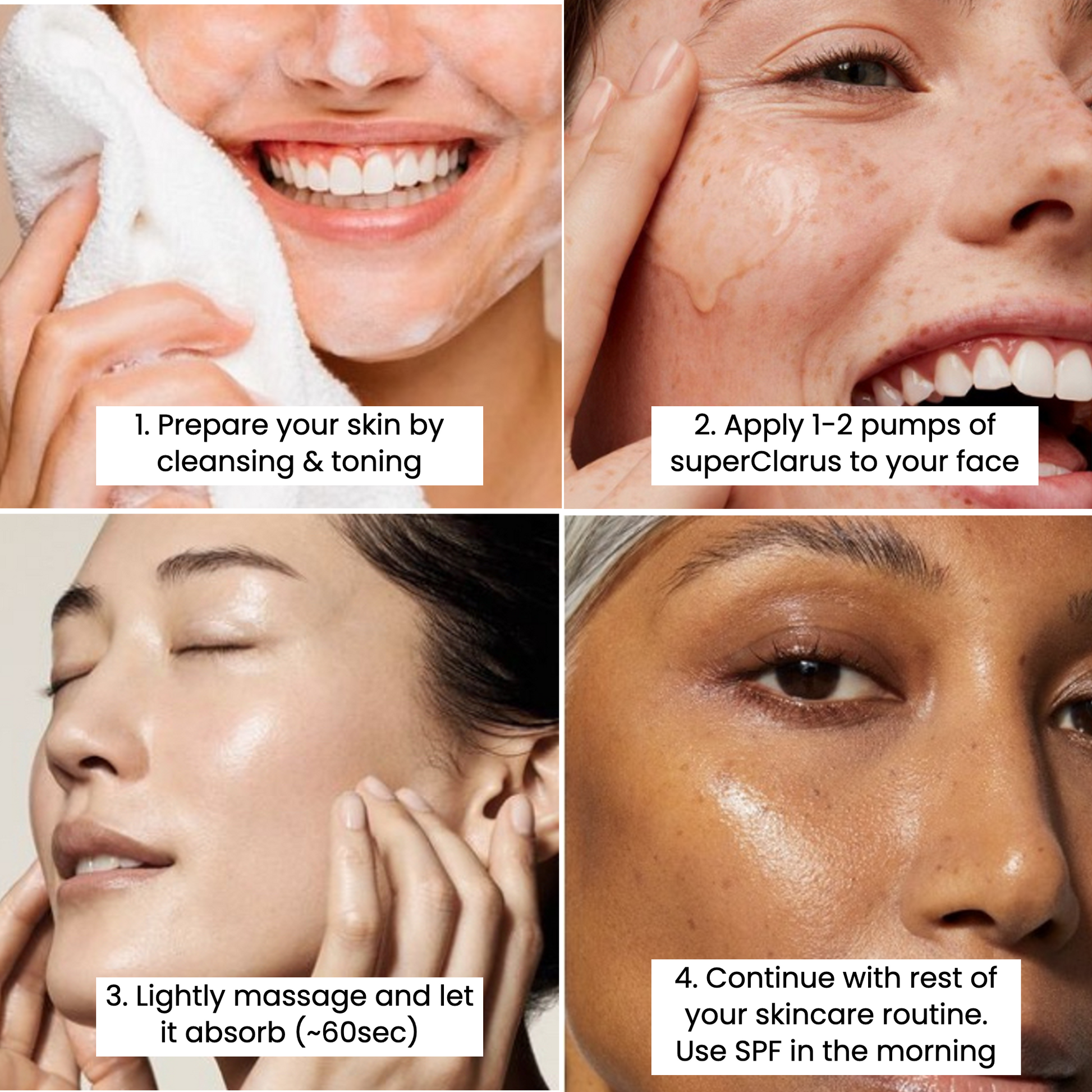 Infographic detailing the step by step guide on how to use the serum