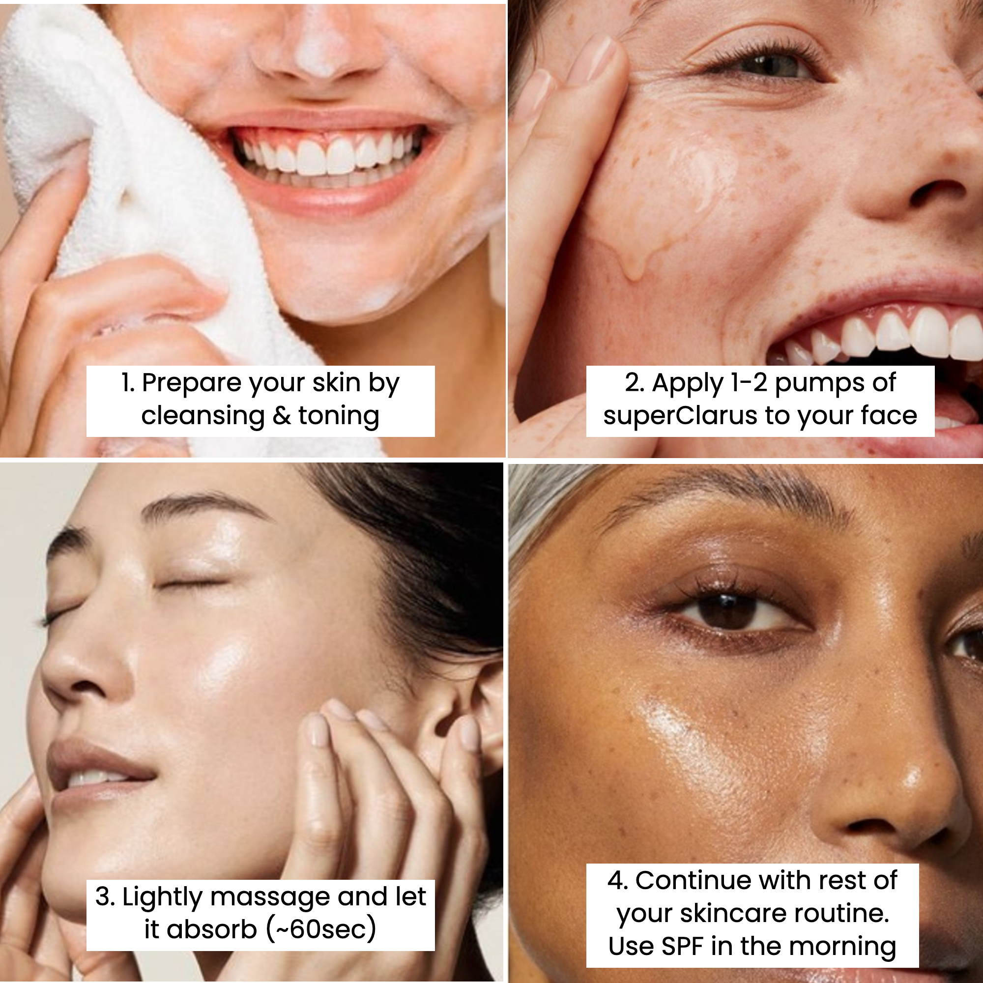 Infographic detailing the step by step guide on how to use the serum